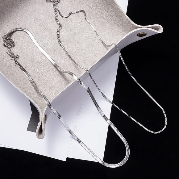 2PC 18K White Gold Trendy Necklace Set - Picture 3 of 5